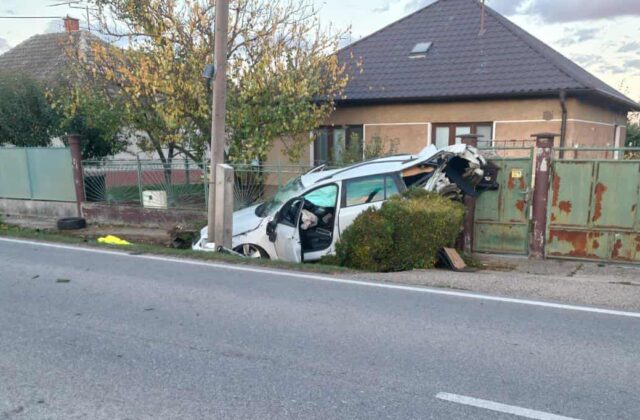 Opitý vodič so zákazom šoférovania spôsobil hrozivú dopravnú nehodu, auto vletelo do brány rodinného domu – VIDEO, FOTO