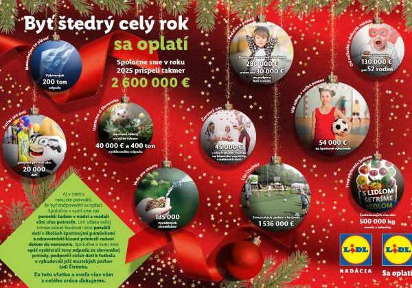 Keď sa malé gestá zmenia na veľkú pomoc: Lidl spolu so svojimi zákazníkmi pomohol projektami za takmer 2,6 milióna eur
