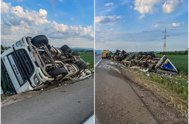 Na rýchlostnej ceste R4 sa prevrátil kamión,&hellip;